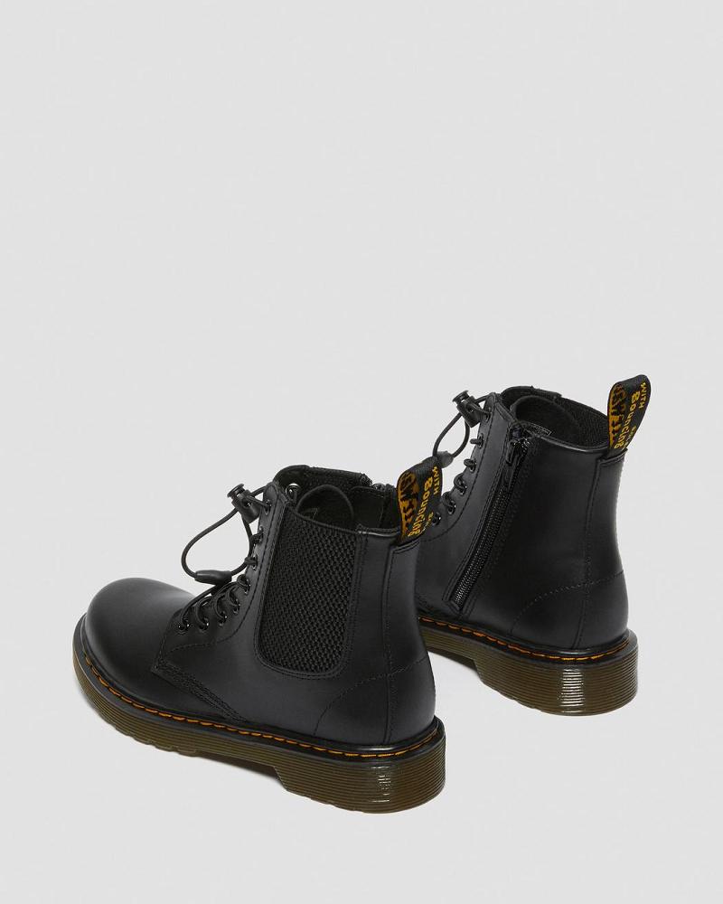 Black Kids' Dr Martens Junior 1460 Harper Leather Casual Boots | CA 659RVD